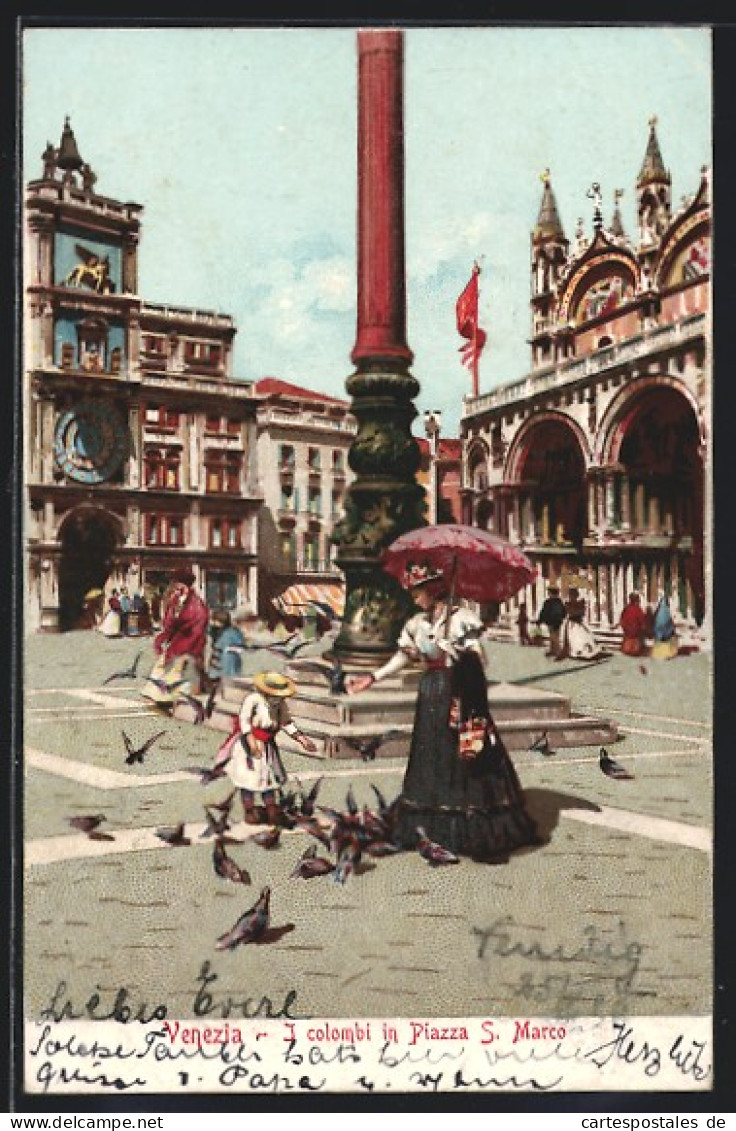 Lithographie Venezia, I Colombi In Piazza S. Marco  - Venezia (Venedig)
