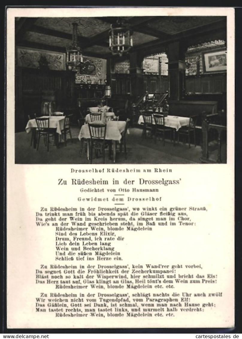 AK Rüdesheim A. Rhein, Weinhaus Drosselhof, Gaststätte In Der Drosselgass`, Bes. Hans Frey  - Ruedesheim A. Rh.