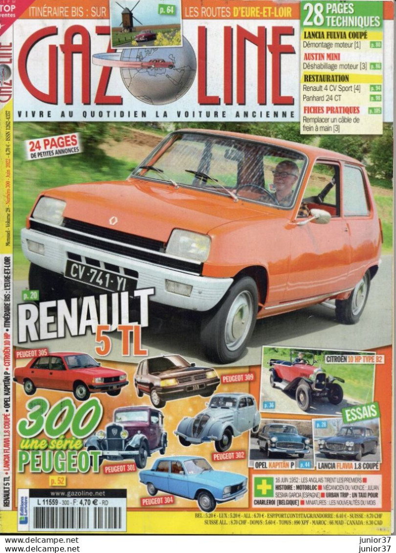 Gazoline N° 300 Peugeot, Renault 5 - Auto/Moto