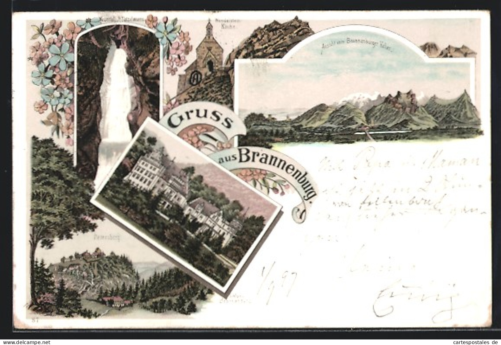 Lithographie Brannenburg, Wendelsteinkirche, Wasserfall Tatzelwurm, Petersburg  - Autres & Non Classés