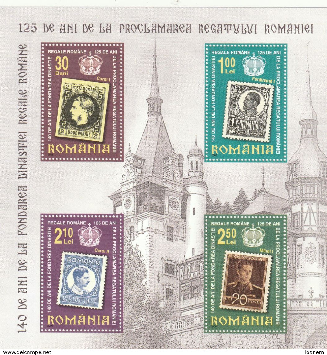 Romania 2006-140 Years Of Royal Dynasty And 125 Years Of Kingdom, Perforate, Souvenir Sheet ,  MNH ,Mi.Bl.375 - Neufs