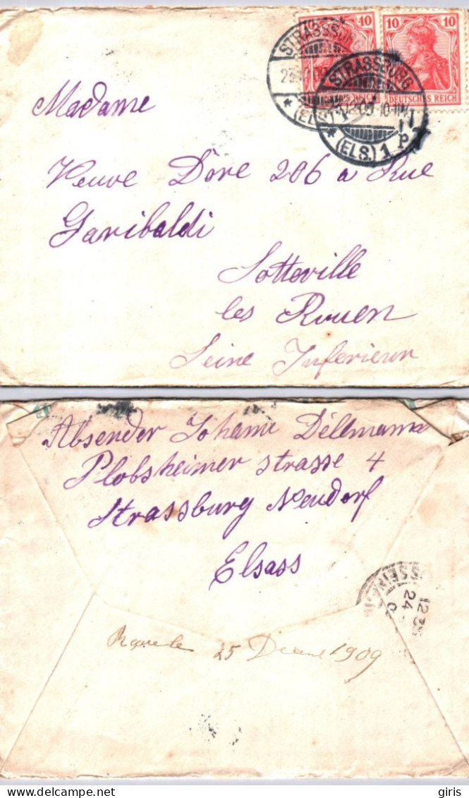Allemagne - Lettre Poststempel Strassburg Els1 1909 - Autres & Non Classés