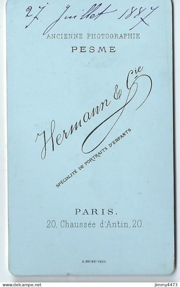 CARTE CDV - Phot-Edit.( PESME ) HERMANN & Cie Paris - Portrait D'une Jeune Fille En 1887 - Tirage Aluminé 19 ème - Alte (vor 1900)