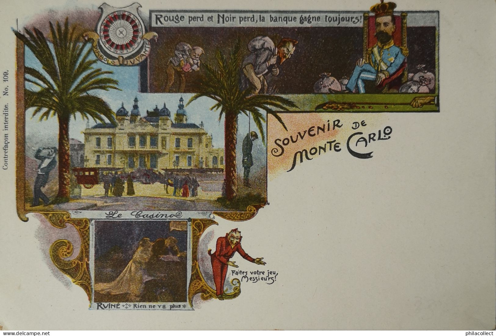 Monaco // Monte Carlo Litho Salle De Jeu (Casino - Gambling) Ca 1900 - Monte-Carlo