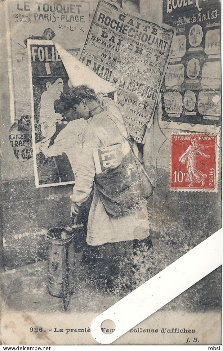 75 Paris, Les Petits Métiers Hauser, J.H. N° 926, Femme Colleuse D'Affiches,  D5334 - Petits Métiers à Paris