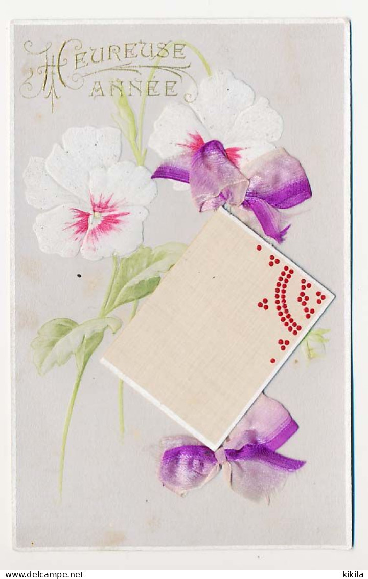 CPA Avec Petit Calendrier 1907 (7)  Fleurs Gaufrées  Rubans  Heureuse Année - New Year