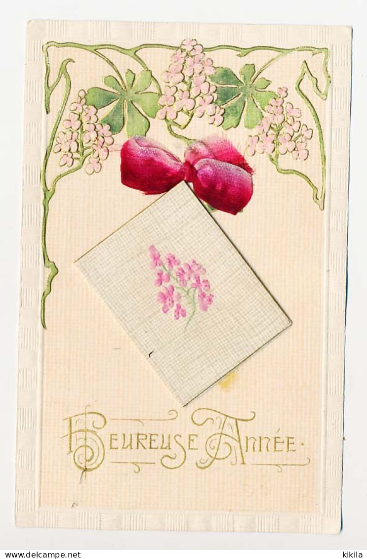 CPA Avec Petit Calendrier 1907 (6)  Fleurs Gaufrées  Ruban  Heureuse Année - New Year