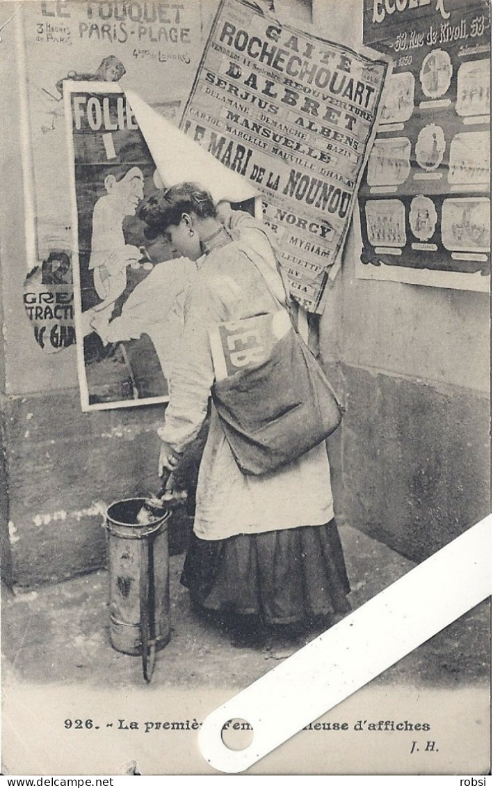 75 Paris, Les Petits Métiers Hauser, J.H. N° 926, Femme Colleuse D'Affiches,  D5335 - Petits Métiers à Paris