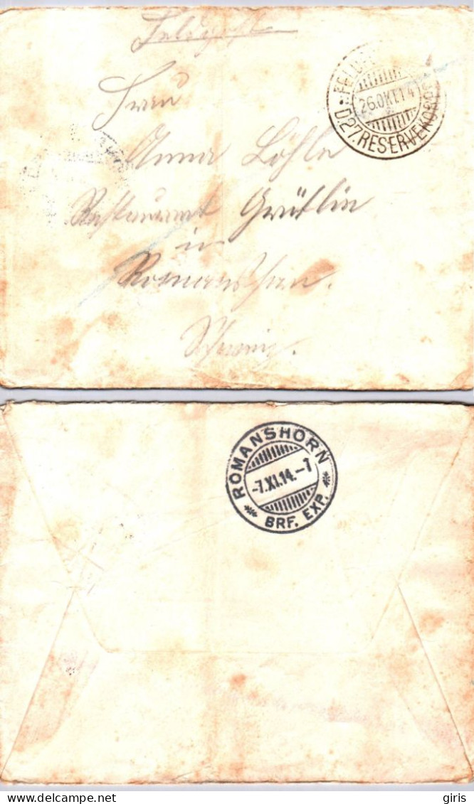 Allemagne - Lettre Poststempel Feldpostamt D.27 Reservekorps 1914 - Romanshorn 1914 - Autres & Non Classés