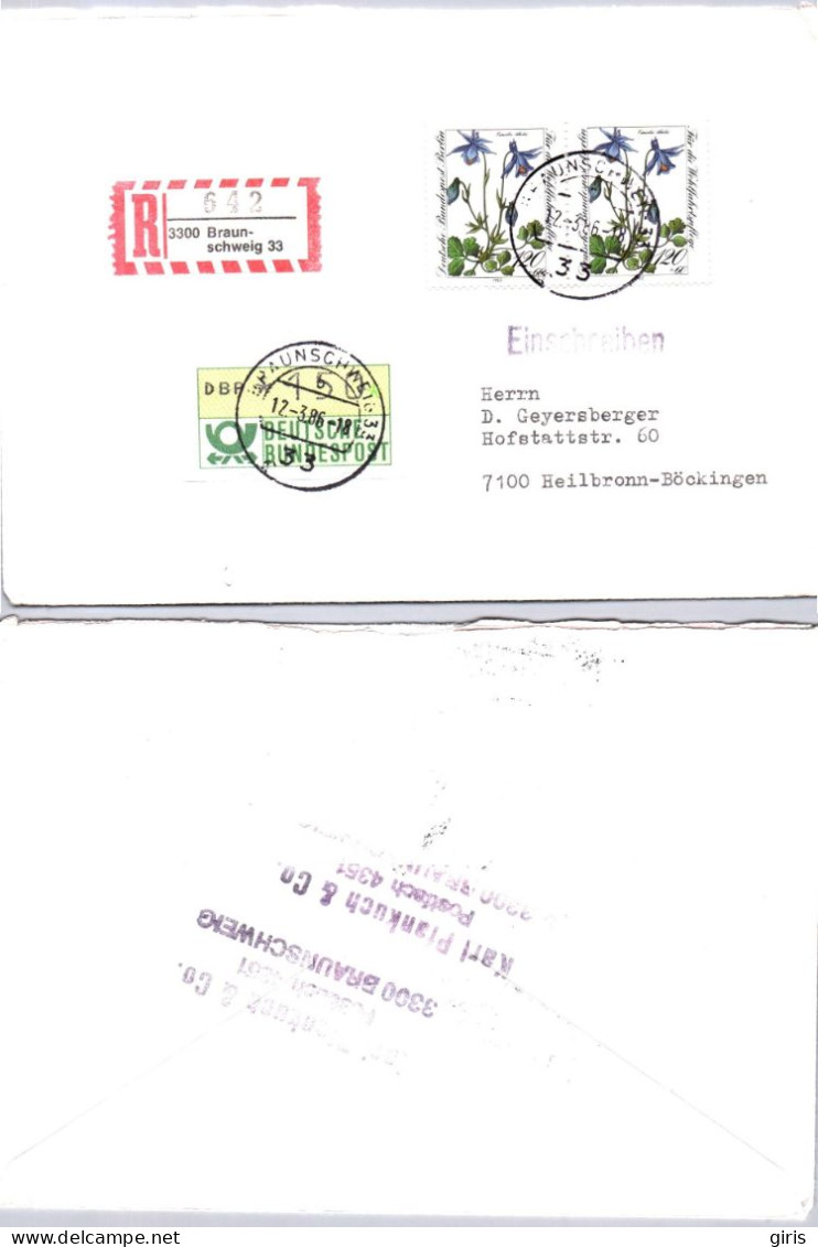 Allemagne - Lettre Einschreiben Brauschweig 642 - 1986 - Other & Unclassified