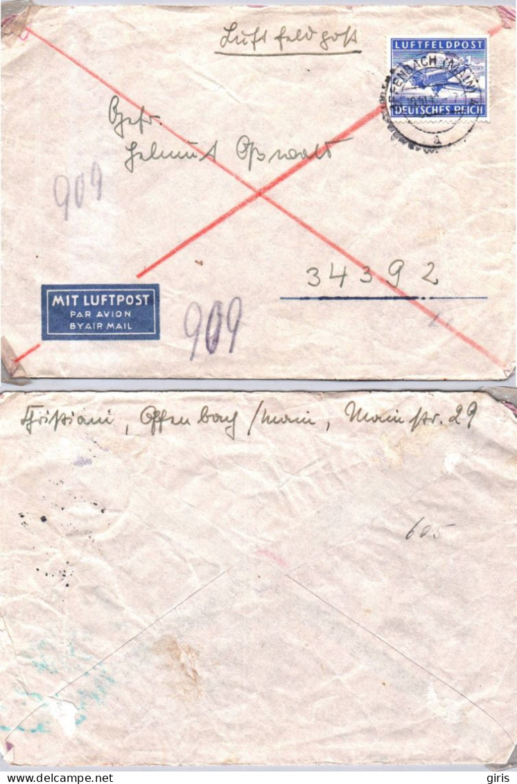Allemagne - Lettre Poststempel Offenbach / Main 1942 - Mit Luftpost - Other & Unclassified
