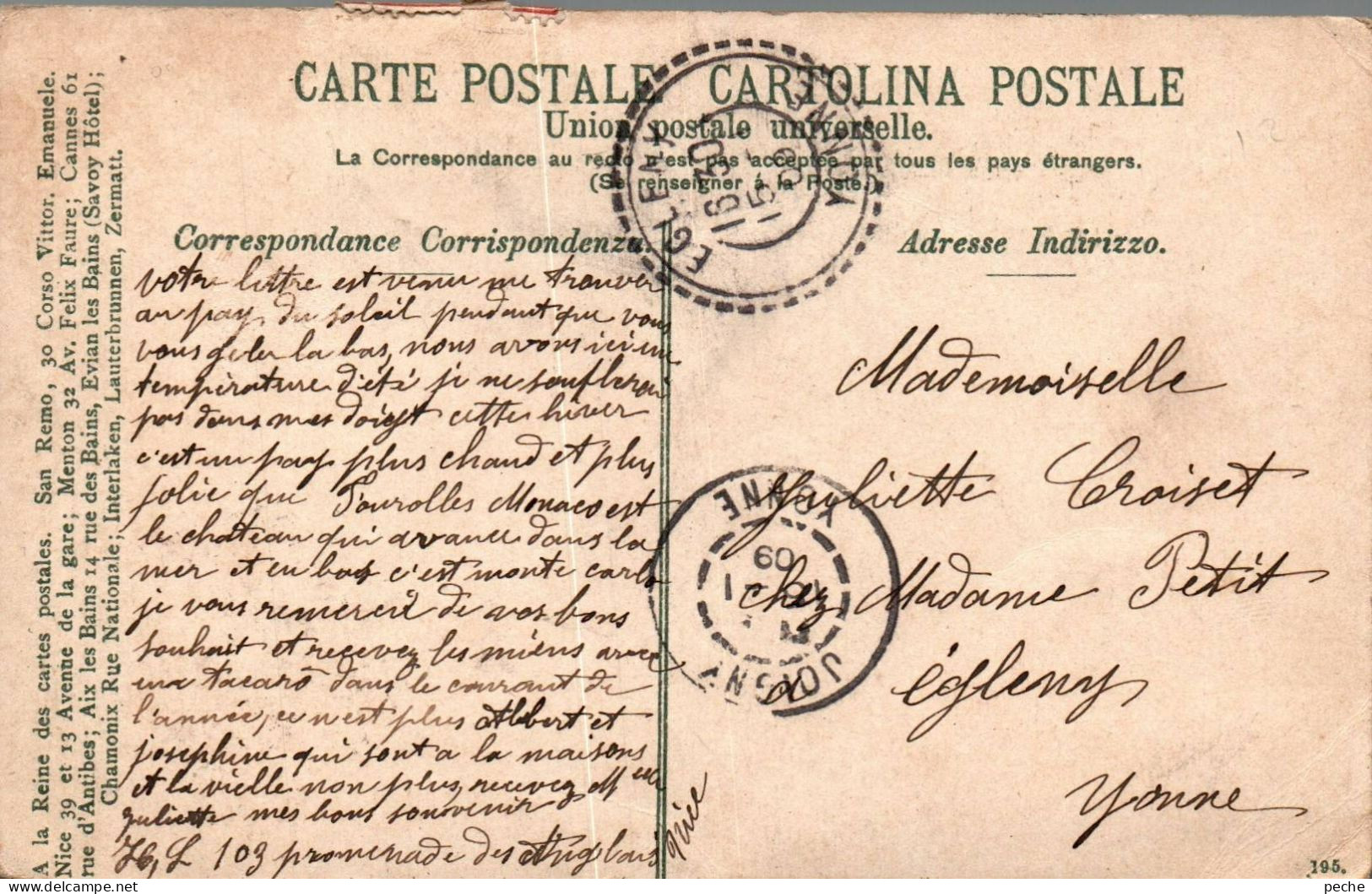 N°3022 W -cachet Double Cercle Egleny  -1909- Yonne- - 1877-1920: Semi Modern Period