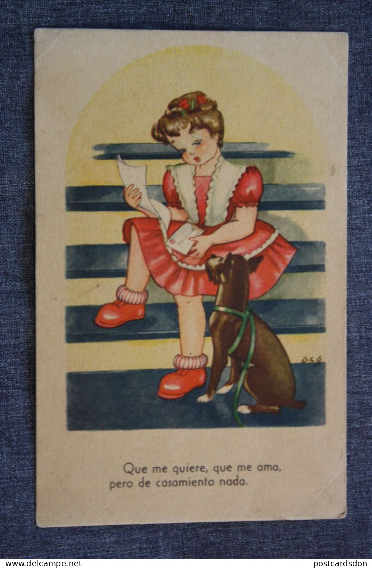 ESPAÑA-TARJETA  POSTAL - Dog Chien - Old Spanish Postcard - - Dogs