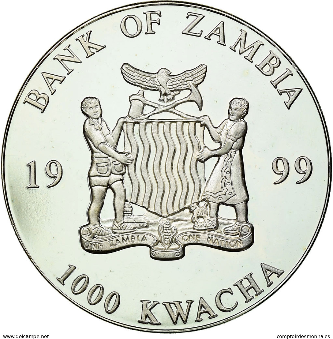 Monnaie, Zambie, 1000 Kwacha, 1999, British Royal Mint, FDC, Silver Plated - Zambia