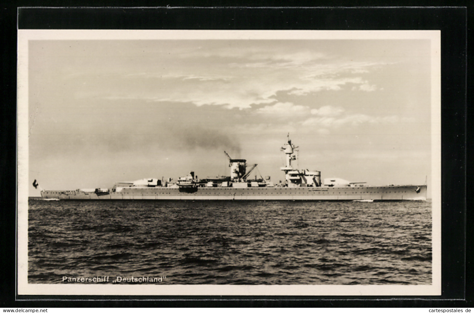 AK Kriegsmarine, Panzerschiff Deutschland, Seitenansicht  - Oorlog