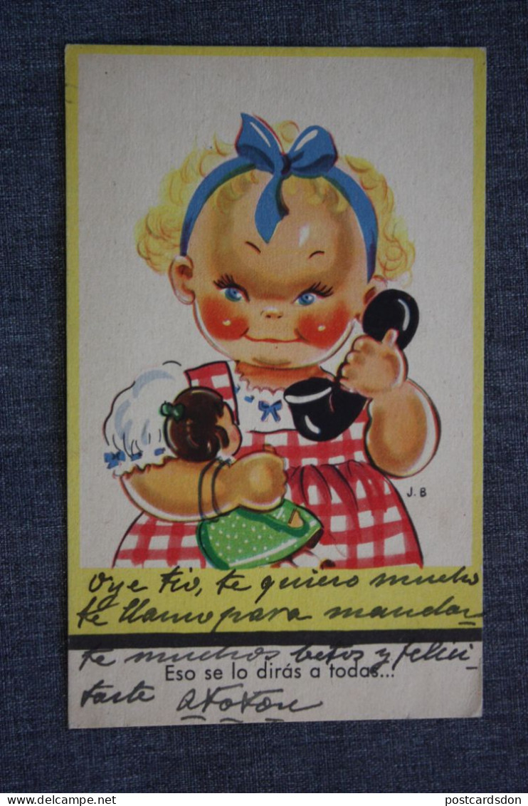 ESPAÑA-TARJETA  POSTAL - Girl And Doll - Old Spanish Postcard - Humour - Other & Unclassified