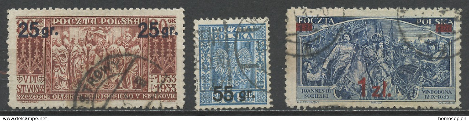 Pologne - Poland - Polen 1934 Y&T N°371 à 373 - Michel N°289 à 291 (o) - Sujets Divers Surchargés - Oblitérés