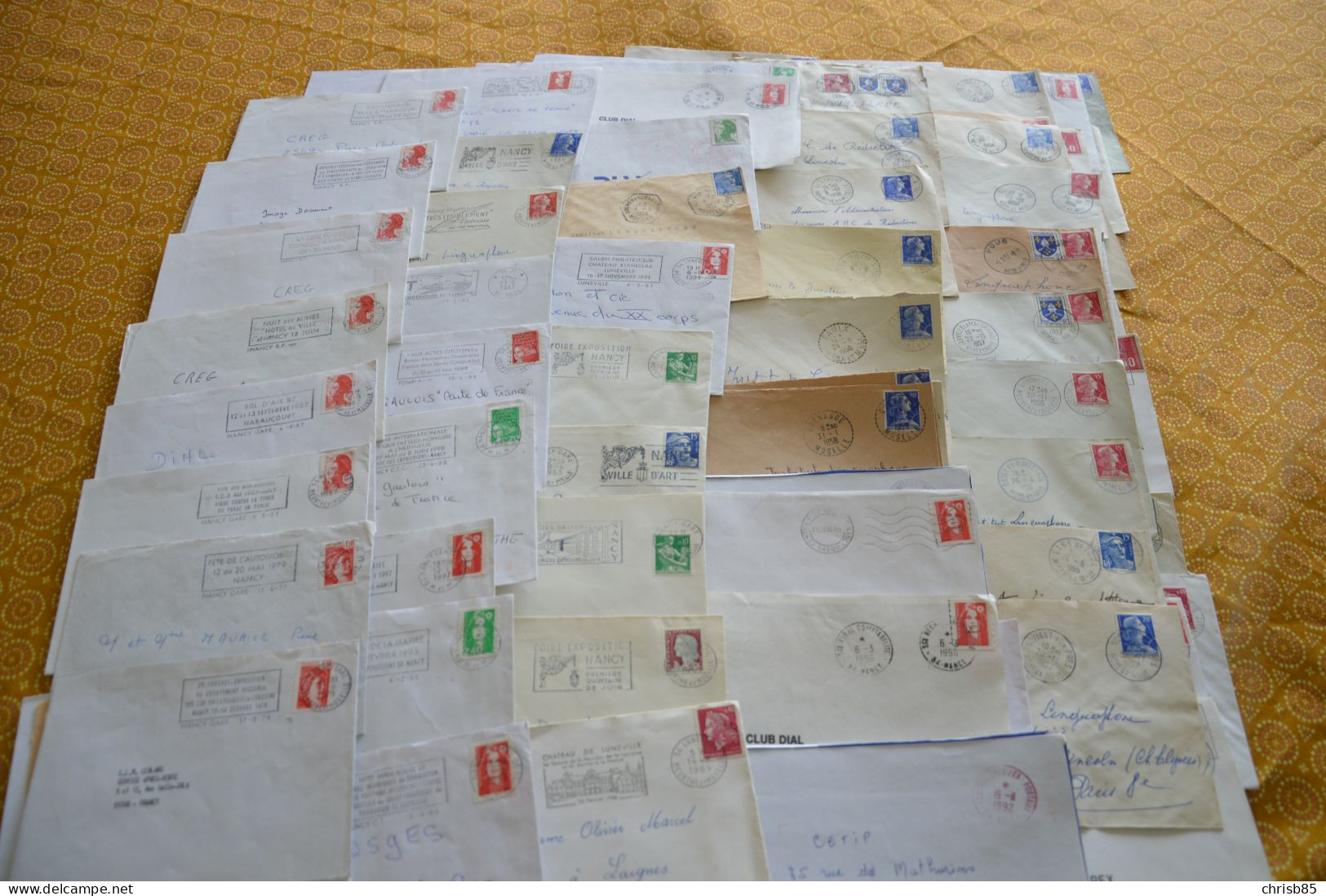 Lot années 1950 1990 oblitérations Département de la MEURTHE ET MOSELLE 54 environ 1300 Enveloppes entières
