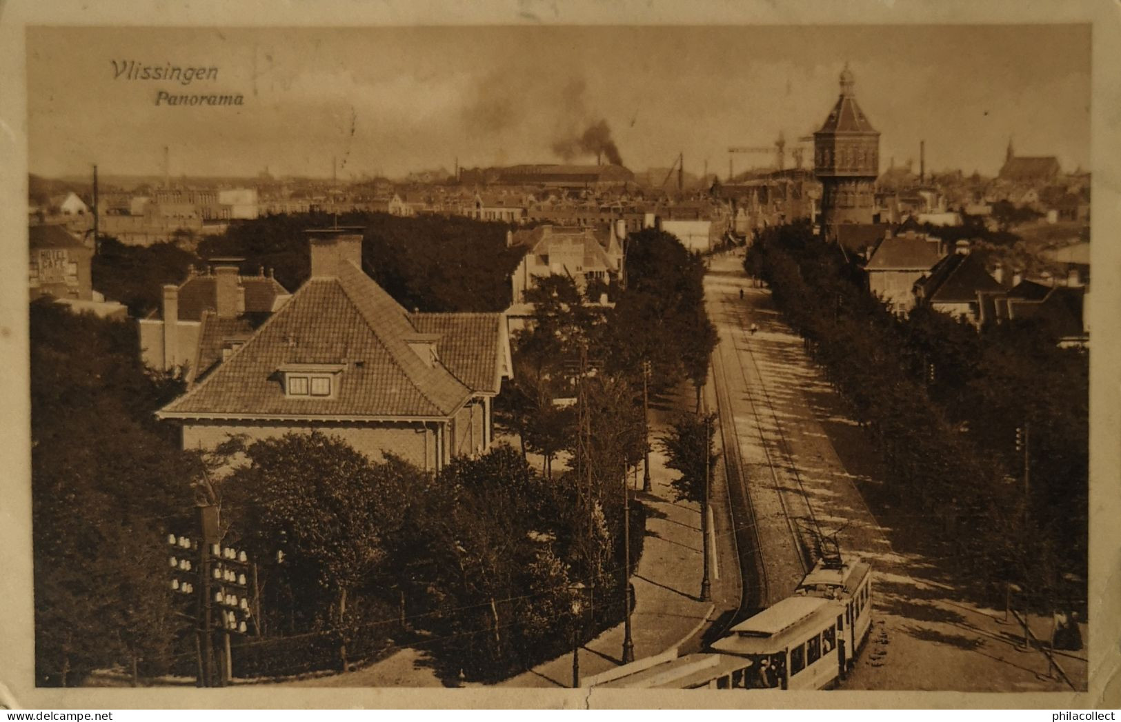 Vlissingen (Zld) Panorama Met Tram (niet Standaard) 1918 - Vlissingen