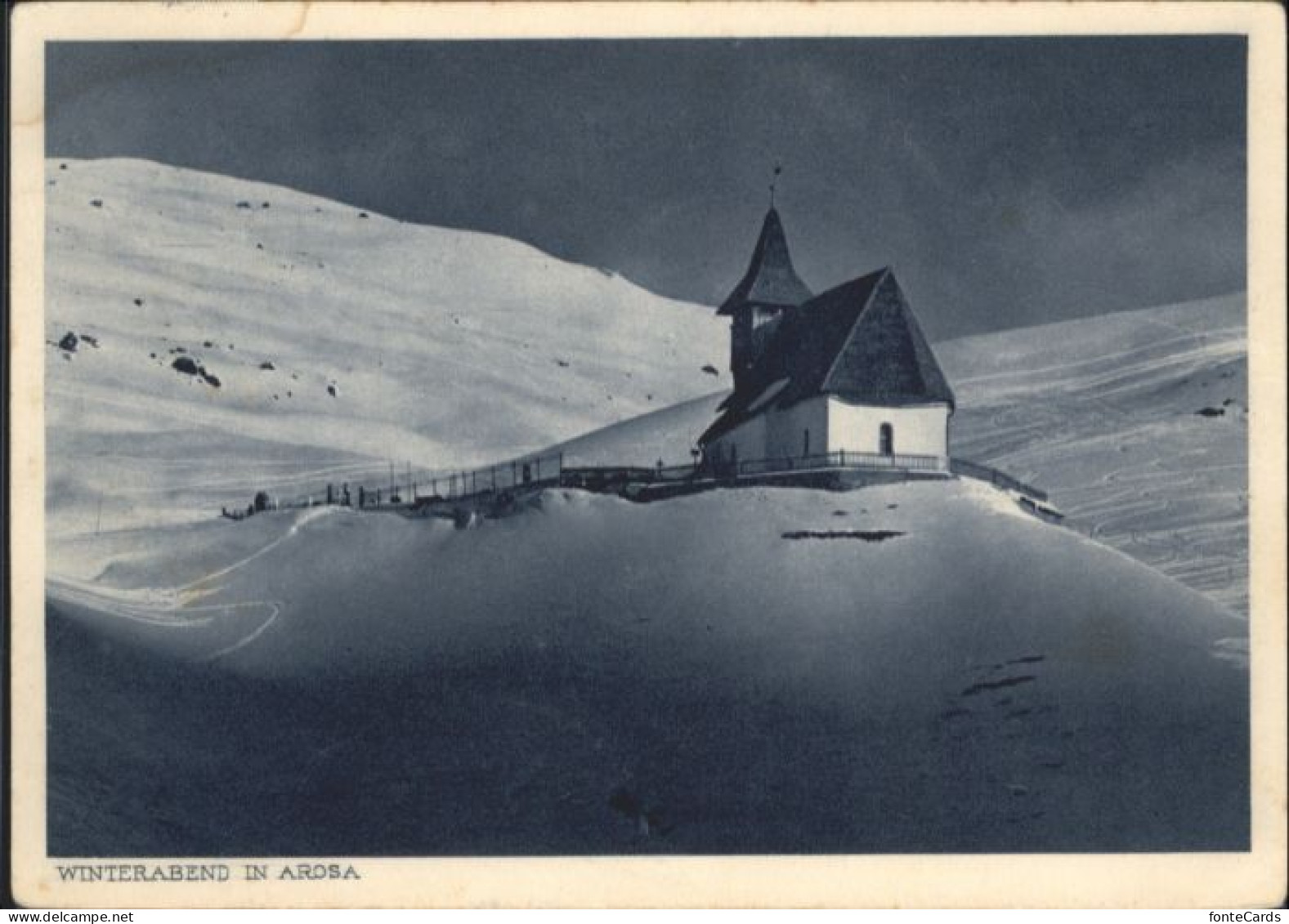 10892500 Arosa GR Arosa Winterabend Kirche  X Arosa - Other & Unclassified