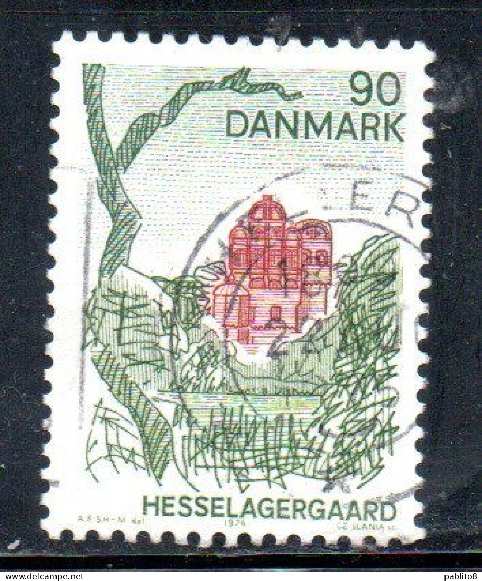 DANEMARK DANMARK DENMARK DANIMARCA 1974 VIEWS HESSELAGERGAARD 90o USED USATO OBLITERE' - Gebraucht