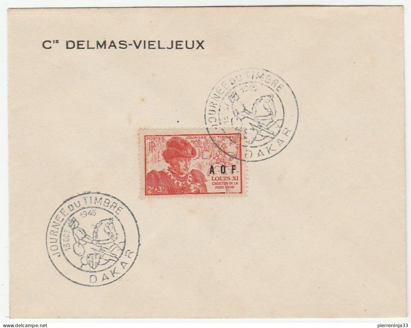 Lettre A.O.F. Avec Cachet "Journée Du Timbre Dakar, 1945" - Briefe U. Dokumente