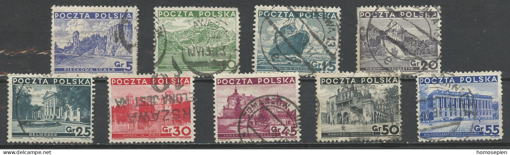 Pologne - Poland - Polen 1935 Y&T N°379 à 387 - Michel N°301 à 309 (o) - Sujets Divers - Oblitérés