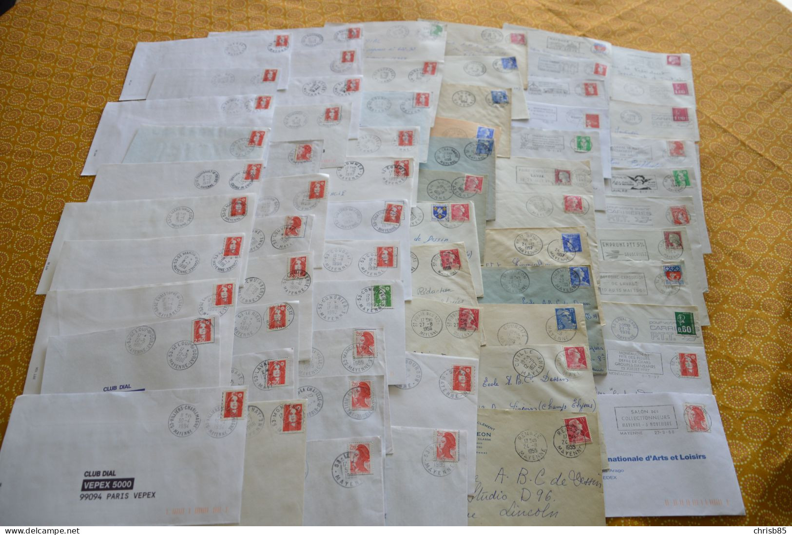 Lot Années 1950 1990 Oblitérations Département De La MAYENNE 53 Environ 800 Enveloppes Entières - Cachets Manuels