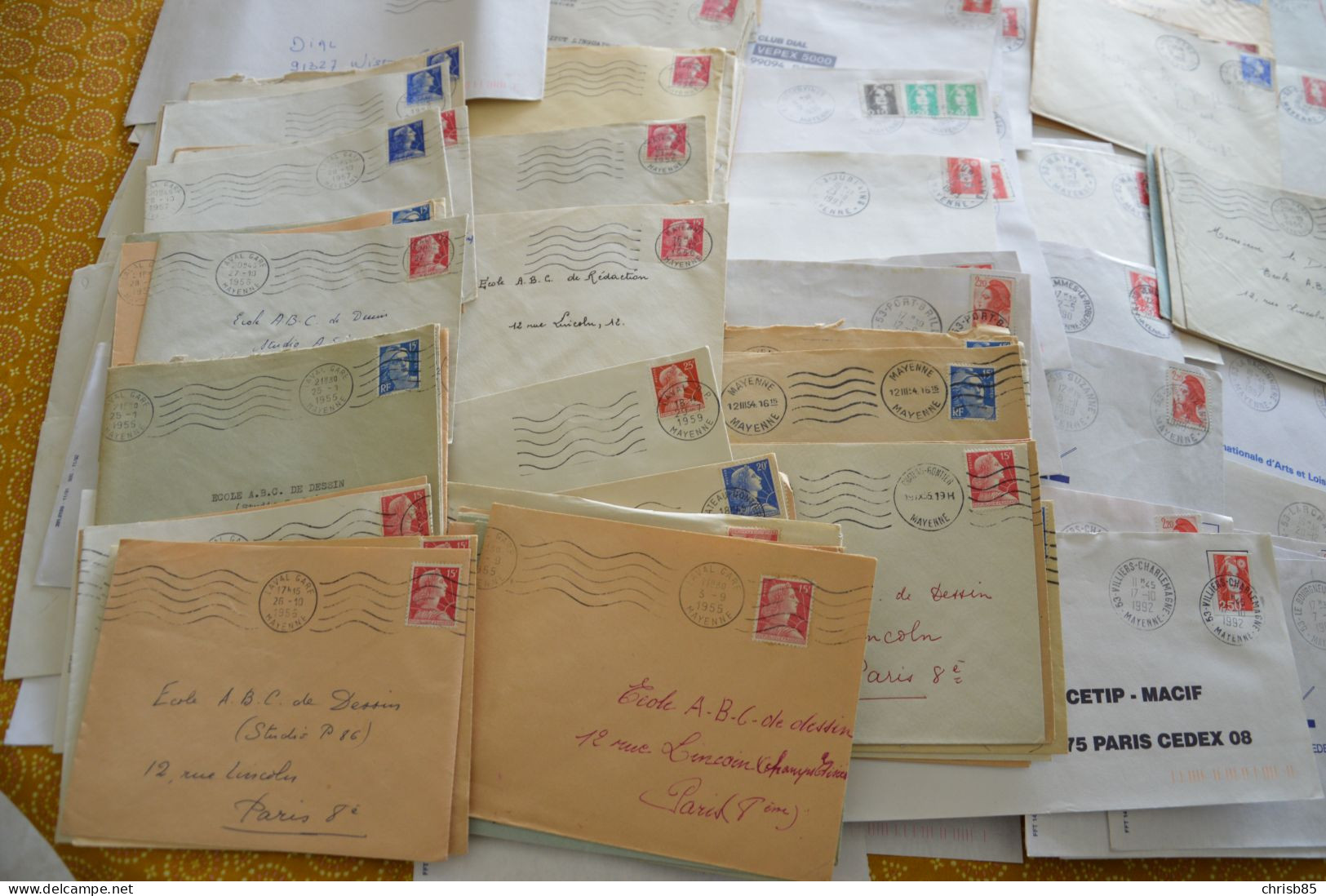 Lot années 1950 1990 oblitérations Département de la MAYENNE 53 environ 800 Enveloppes entières