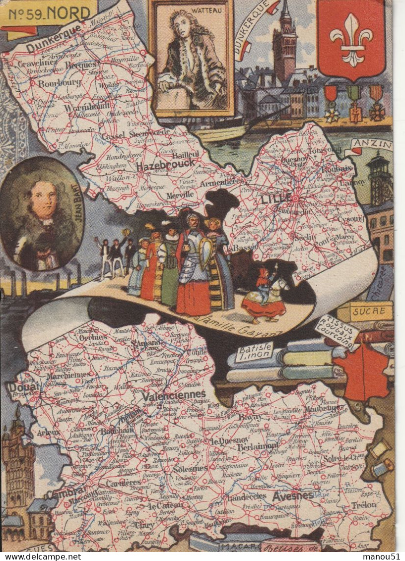 NORD - Carte Du Département BLONDEL La ROUGERY - Other & Unclassified