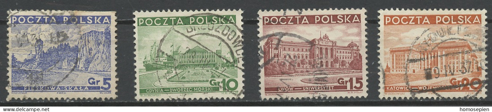 Pologne - Poland - Polen 1937-39 Y&T N°391 à 394 - Michel N°315 à 318 (o) - Paysages Divers - Used Stamps