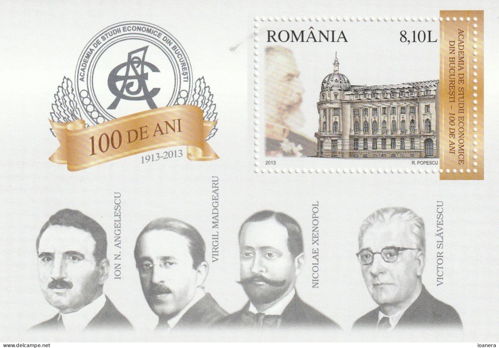 Romania 2013-100 Years Anniversary-Bucharest University Of Economic Studies SS ,perfor.,souvenir Sheet , MNH ,Mi.Bl.556 - Unused Stamps