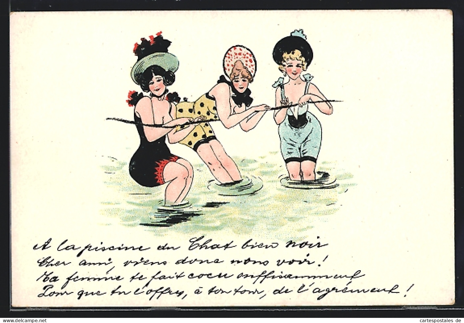 AK Drei Frauen Im Badeanzug Im Wasser  - Mode