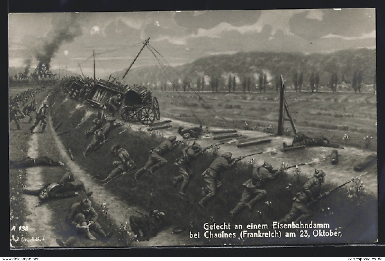 AK Chaulnes, Gefecht An Einem Eisenbahndamm  - War 1914-18