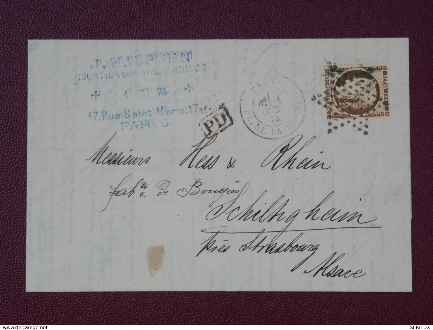 FRANCE LETTRE RR  1872 ETOILE DE PARIS N° 1 A L ALSACE   + CERES 40C  + AFF. INTERESSANT+DP7 - 1849-1876: Klassik