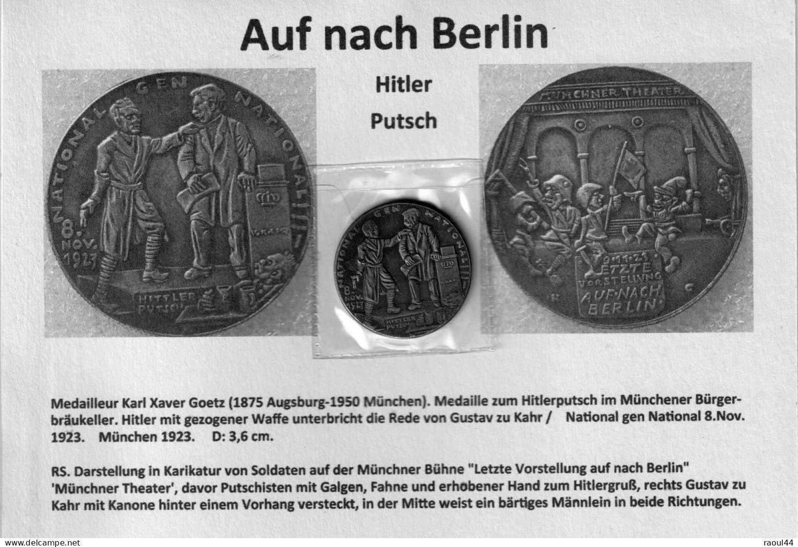 WW2 Médaille  'Auf Nach Berlin' à La Mémoire Du 'Hitlerputsch' + Photo's + Dépliant - 1939-45