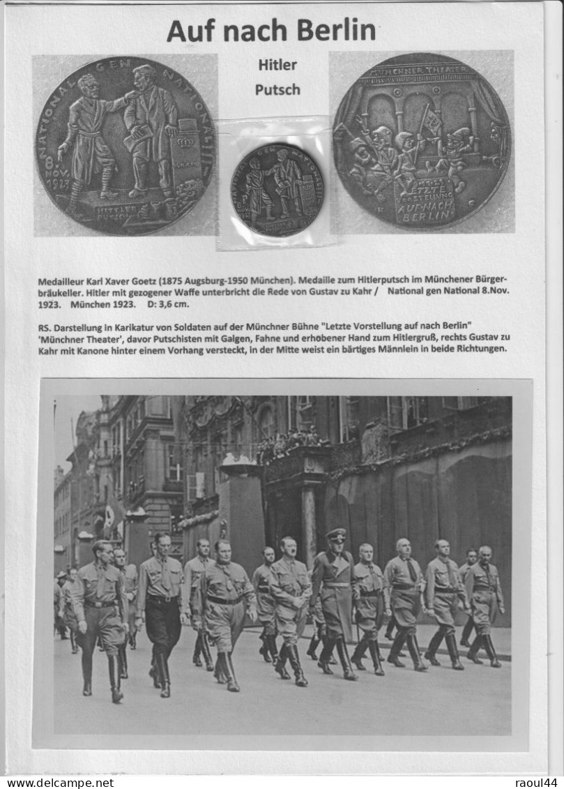 WW2 Médaille  'Auf Nach Berlin' à La Mémoire Du 'Hitlerputsch' + Photo's + Dépliant - 1939-45