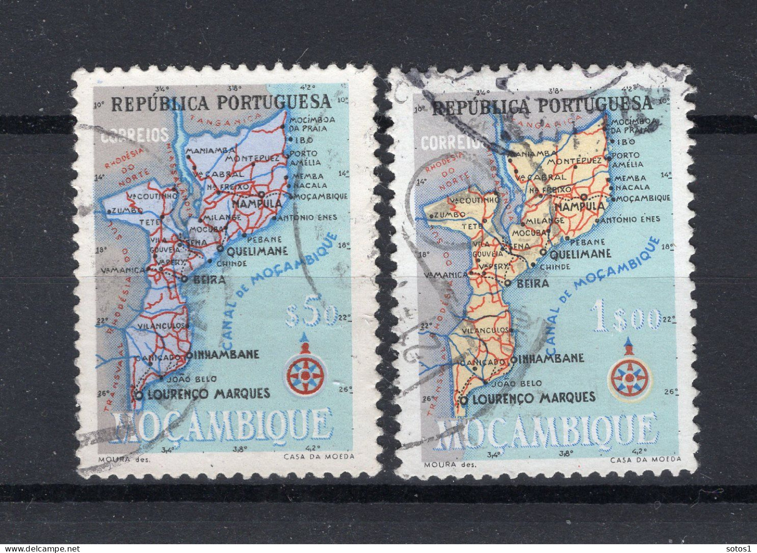 MOCAMBIQUE Yt. 444/445° Gestempeld 1954 - Mozambico