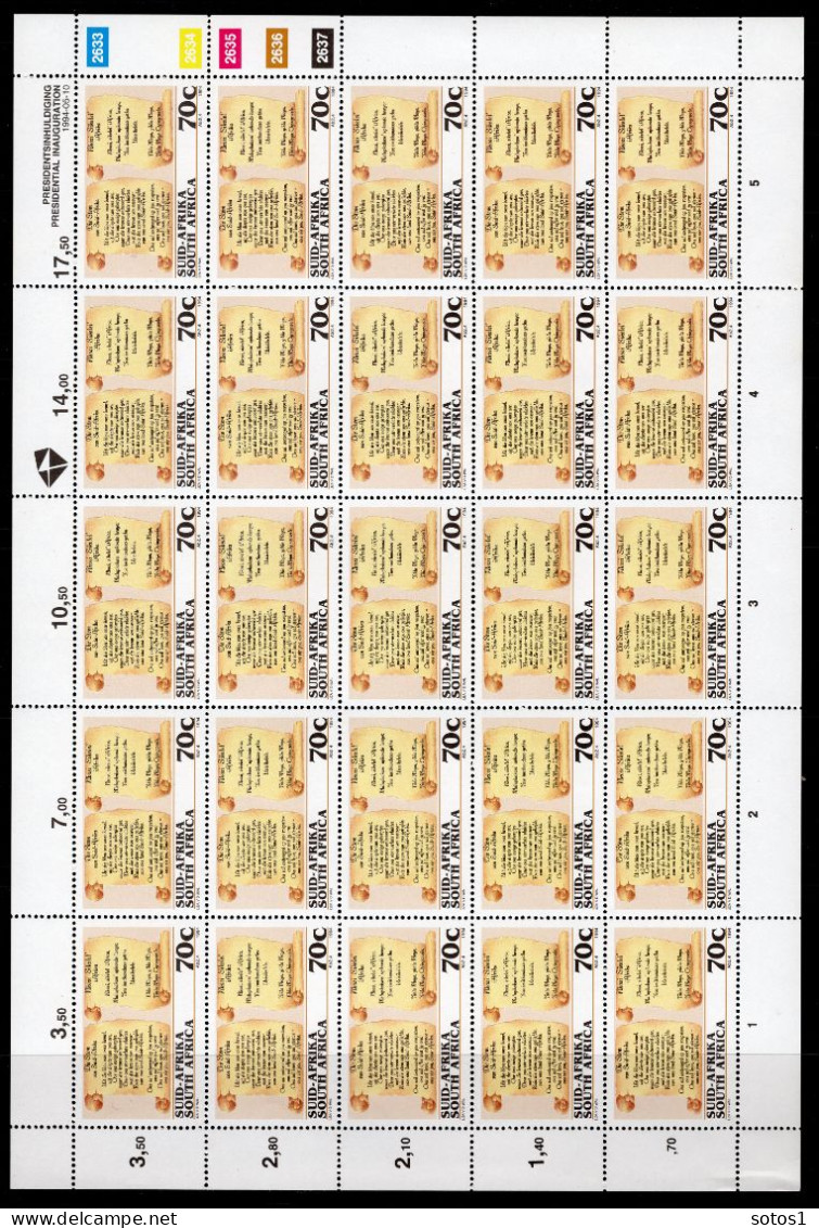 ZUID AFRIKA Yt. 848/851 MNH 25 Stuks 1994 - Unused Stamps