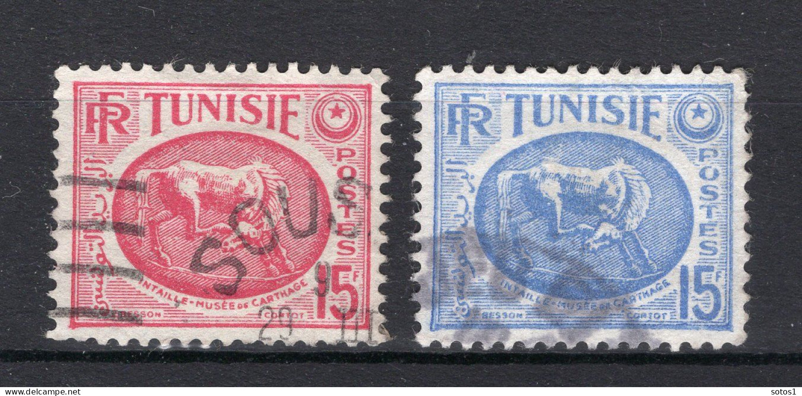 TUNESIE FR. Yt. 345/345A° Gestempeld 1950-1953 - Used Stamps