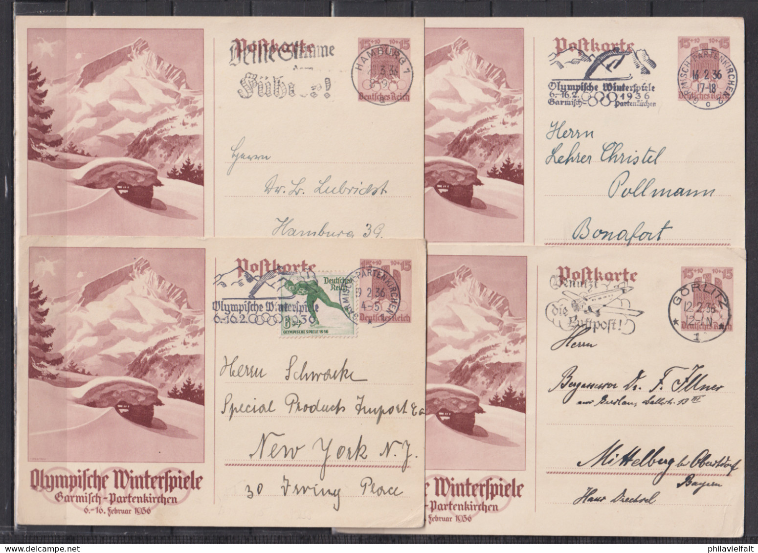 Dt.Reich Sammlung Der Olympia-Ganzsachen MiNo. P 257/58,259/60,261/62 O Oder SSt - Postcards