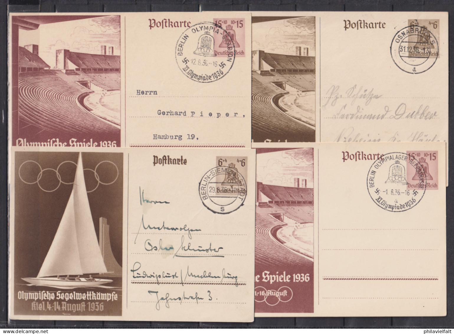 Dt.Reich Sammlung Der Olympia-Ganzsachen MiNo. P 257/58,259/60,261/62 O Oder SSt - Postcards