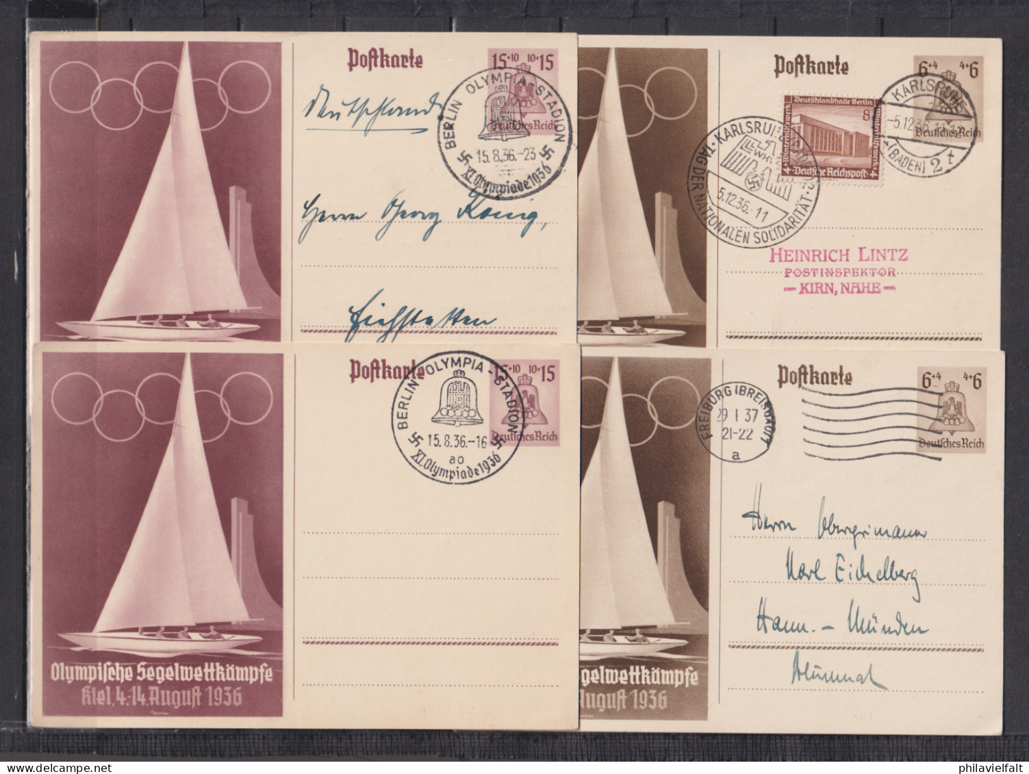 Dt.Reich Sammlung der Olympia-Ganzsachen MiNo. P 257/58,259/60,261/62 o oder SSt