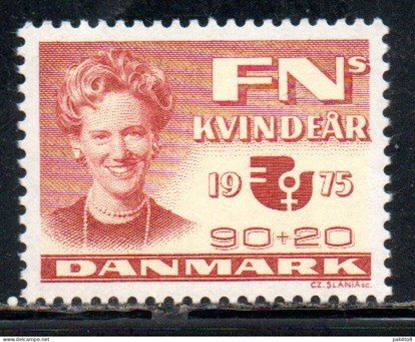 DANEMARK DANMARK DENMARK DANIMARCA 1975 INTERNATIONAL WOMEN'S YEAR QUEEN MARGRETHE IWY 90 + 20o MNH - Ungebraucht