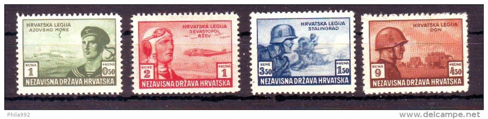 Croatia NDH 1943 Y Croatian Legionnares Mi No 107-110 MNH - Croatia