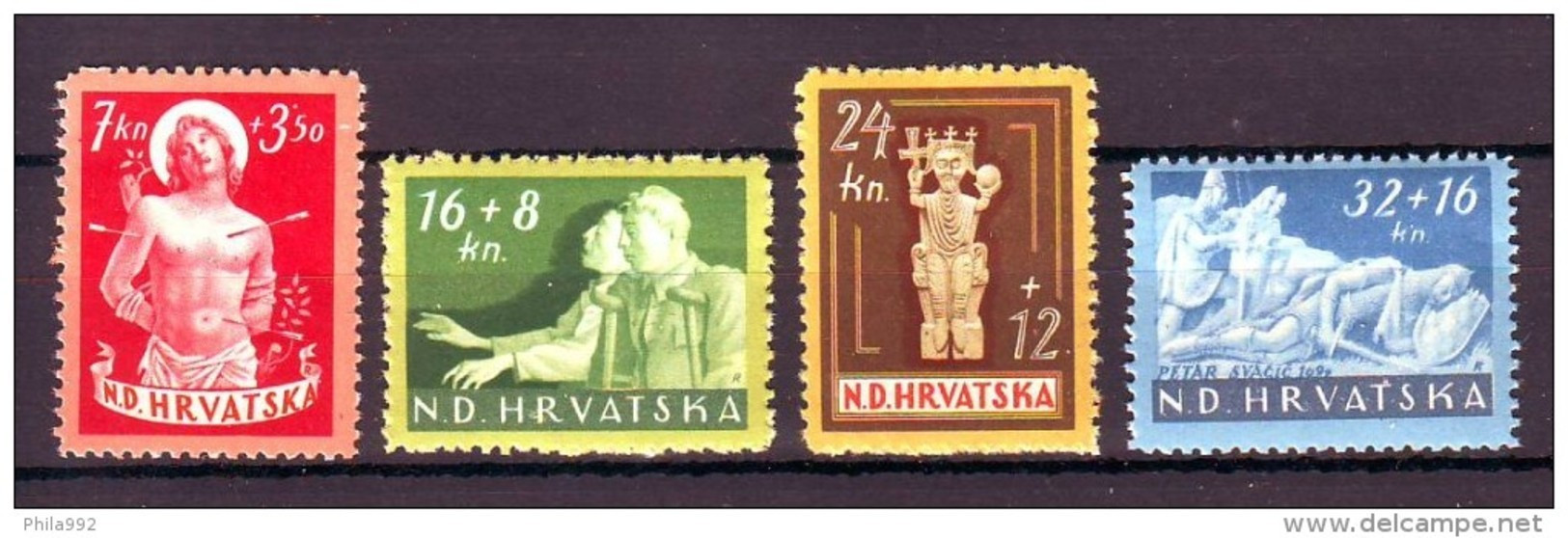 Croatia NDH 1944 Y For Foundation Of War Casulties Mi No 154-57 MNH - Croatie