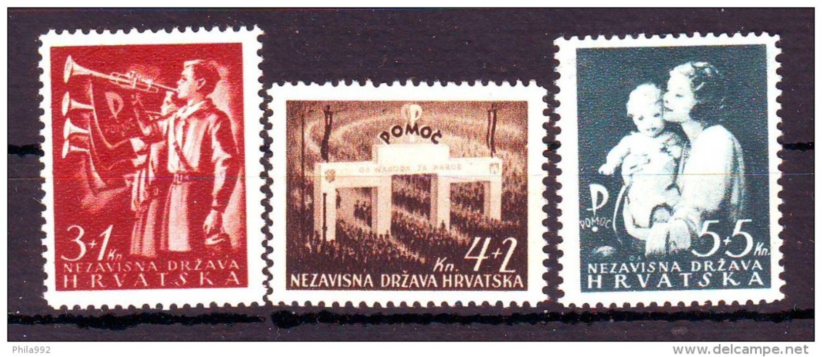 Croatia NDH 1942 Y State Fund "Pomoc" Mi No 83-85 MNH - Croatia