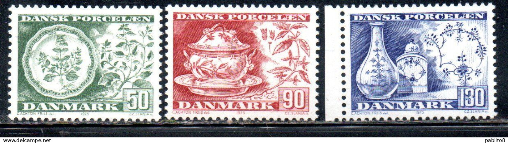 DANEMARK DANMARK DENMARK DANIMARCA 1975 DANISH CHINA COMPLETE SET SERIE COMPLETA MNH - Unused Stamps
