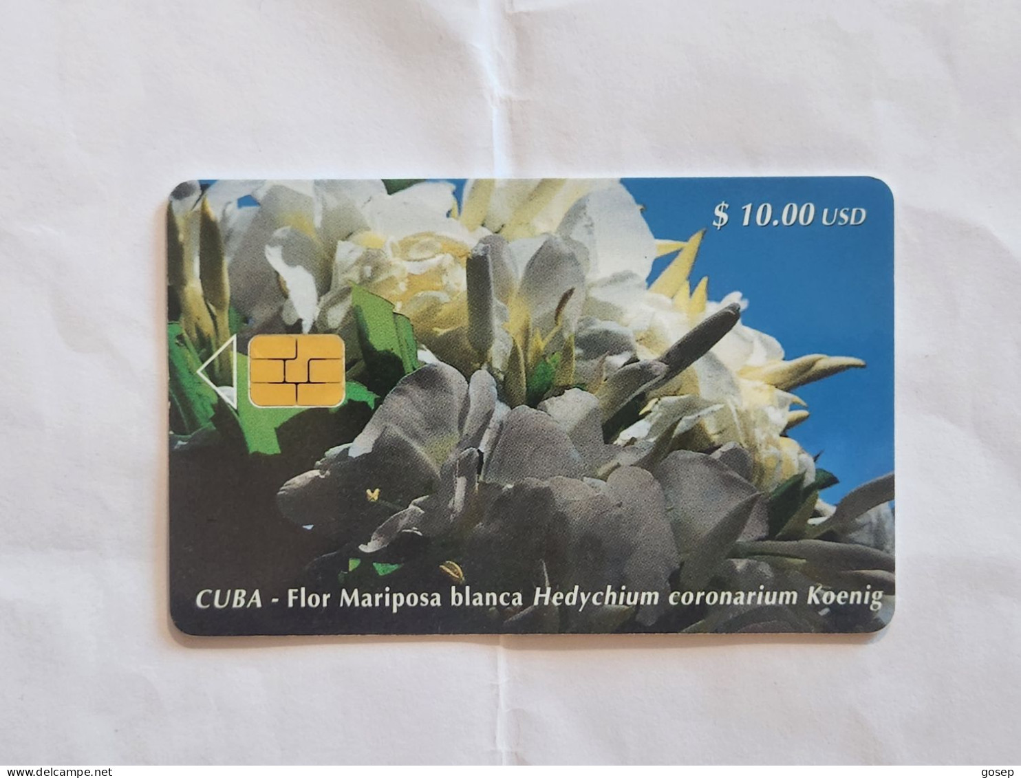 CUBA-(CU-ETE-0060)Flor Mariposa Blanca-(88)-($10.00)-(0002520713)-used Card+1card Prepiad Free - Cuba