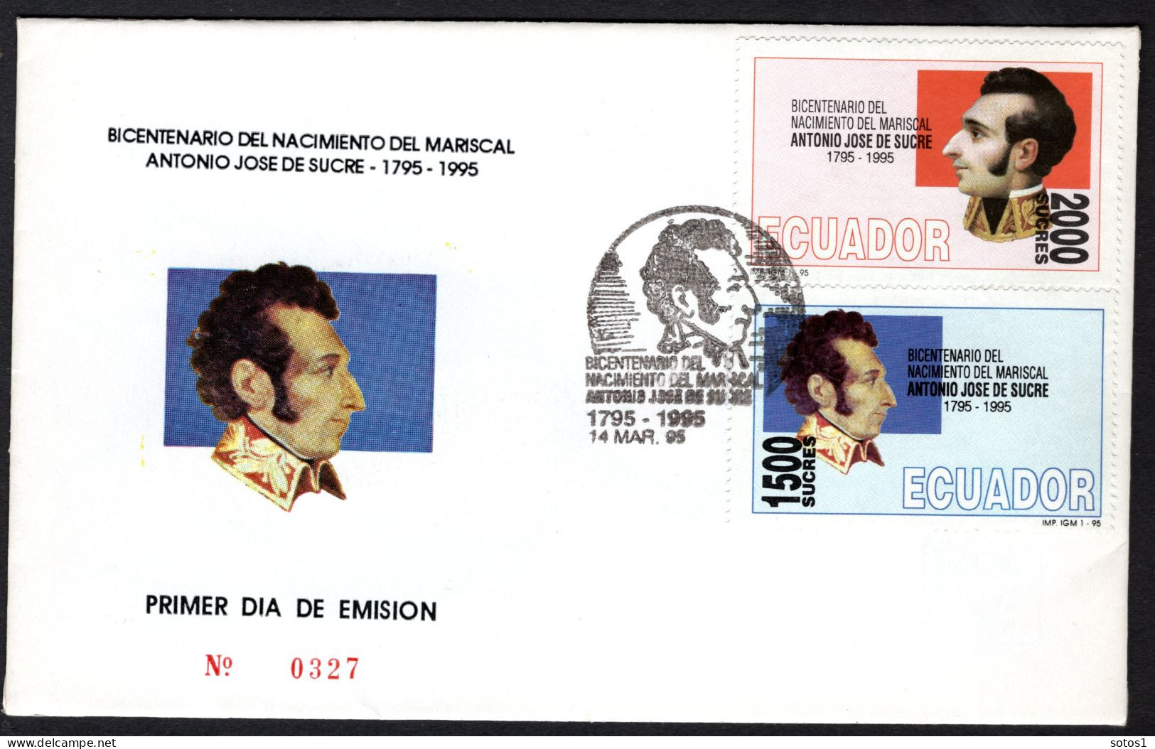 ECUADOR Mi. 2287/2288 FDC 1995 -327 - Equateur